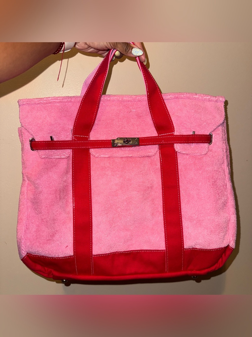 VIRAL Sunwin Pink & Red Boatkin Large Tote Bag